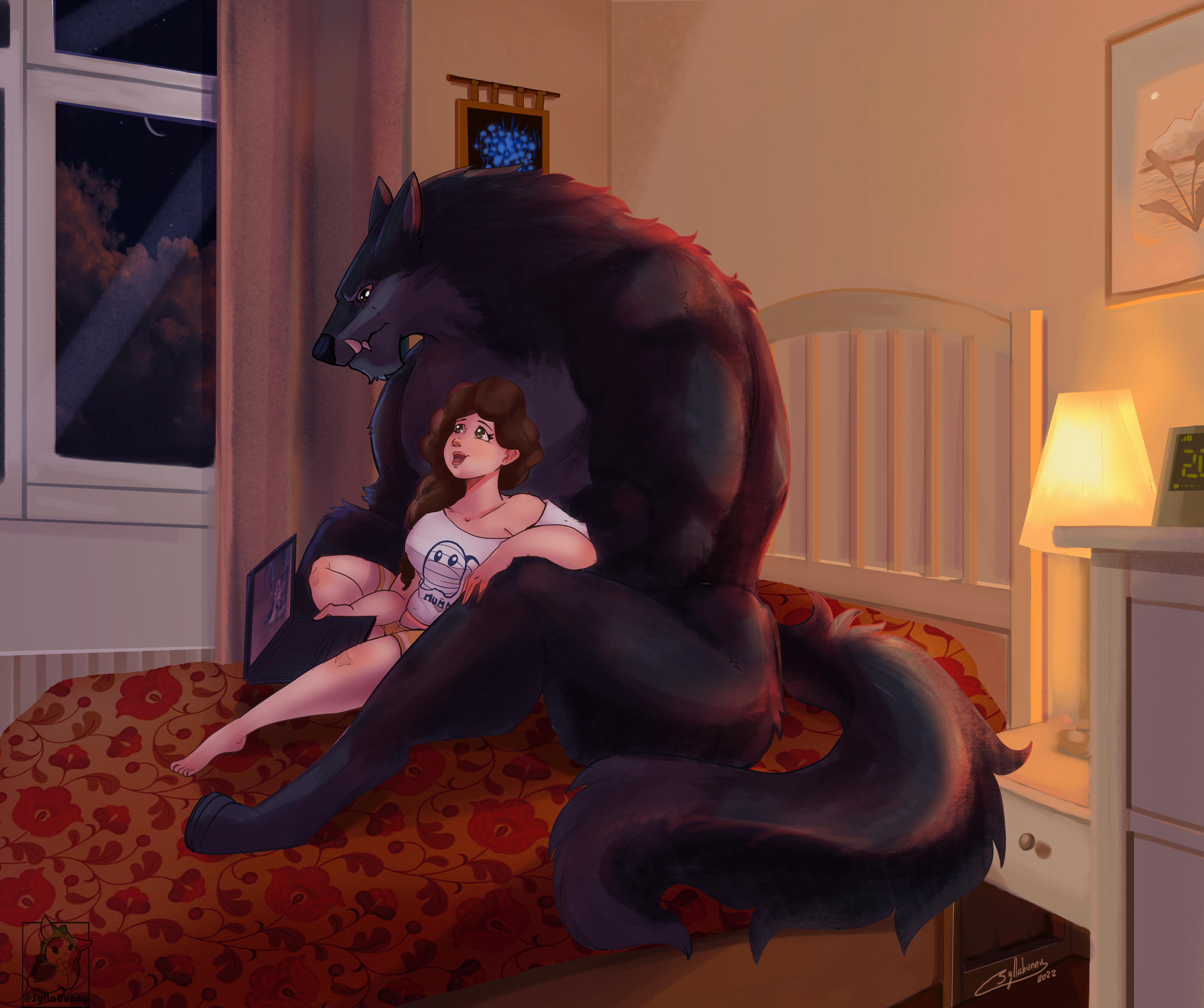 wolf bedroom werewolf and woman cuddling